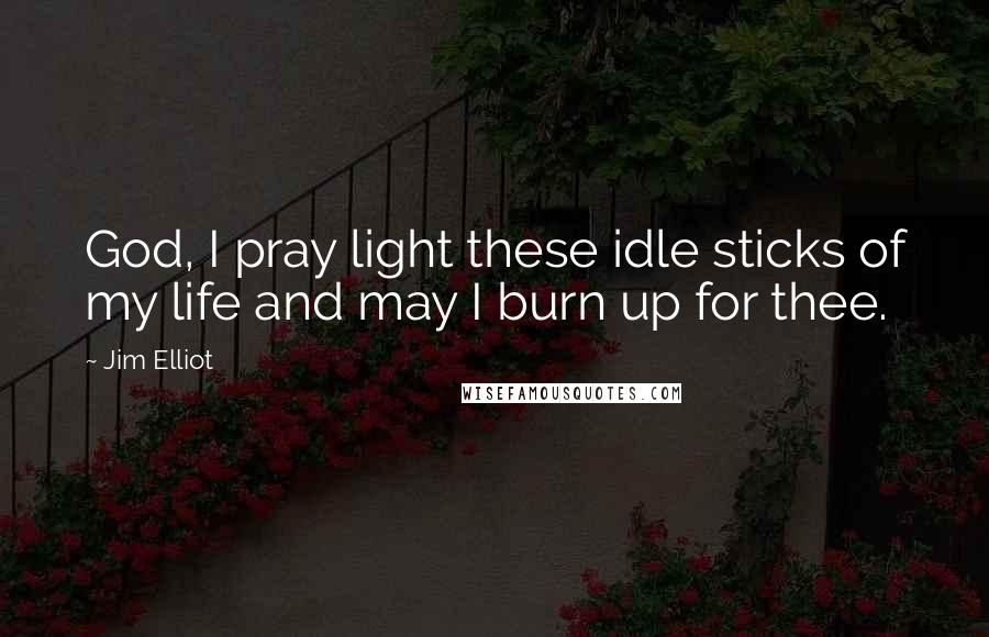 Jim Elliot Quotes: God, I pray light these idle sticks of my life and may I burn up for thee.