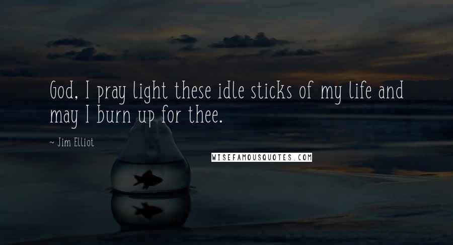 Jim Elliot Quotes: God, I pray light these idle sticks of my life and may I burn up for thee.