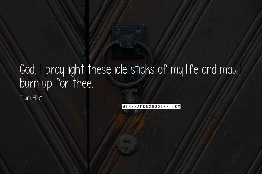 Jim Elliot Quotes: God, I pray light these idle sticks of my life and may I burn up for thee.