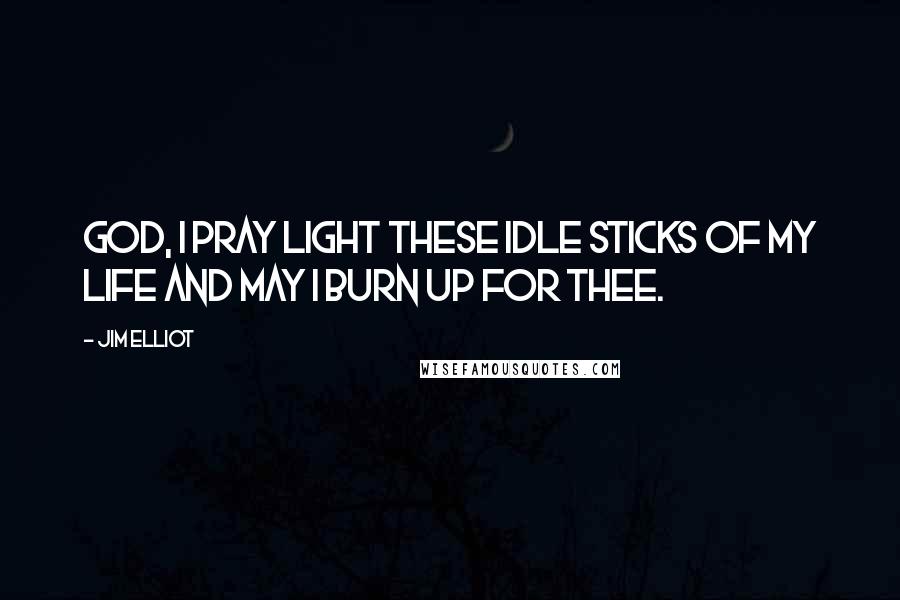Jim Elliot Quotes: God, I pray light these idle sticks of my life and may I burn up for thee.