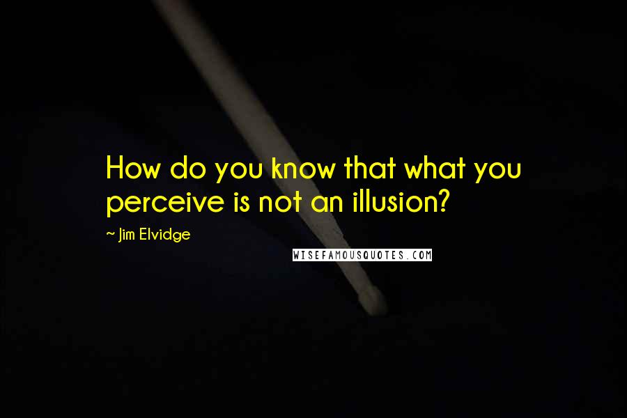 Jim Elvidge Quotes: How do you know that what you perceive is not an illusion?