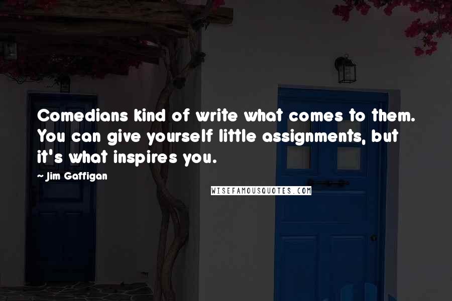 Jim Gaffigan Quotes: Comedians kind of write what comes to them. You can give yourself little assignments, but it's what inspires you.