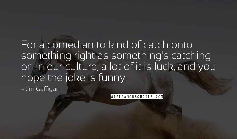 Jim Gaffigan Quotes: For a comedian to kind of catch onto something right as something's catching on in our culture, a lot of it is luck, and you hope the joke is funny.