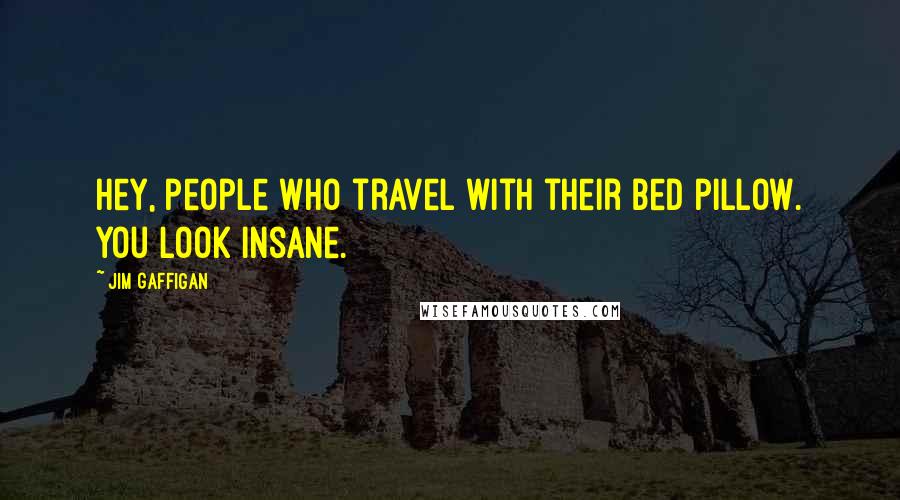Jim Gaffigan Quotes: Hey, people who travel with their bed pillow. You look insane.