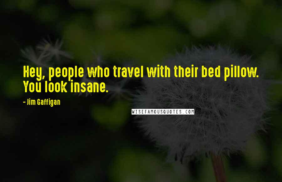 Jim Gaffigan Quotes: Hey, people who travel with their bed pillow. You look insane.