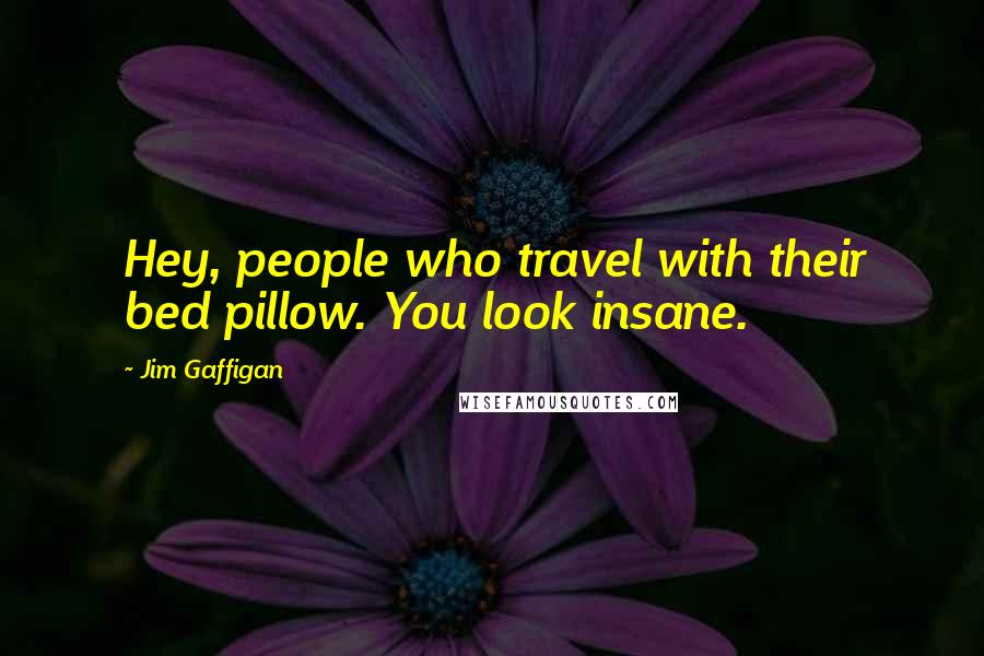 Jim Gaffigan Quotes: Hey, people who travel with their bed pillow. You look insane.