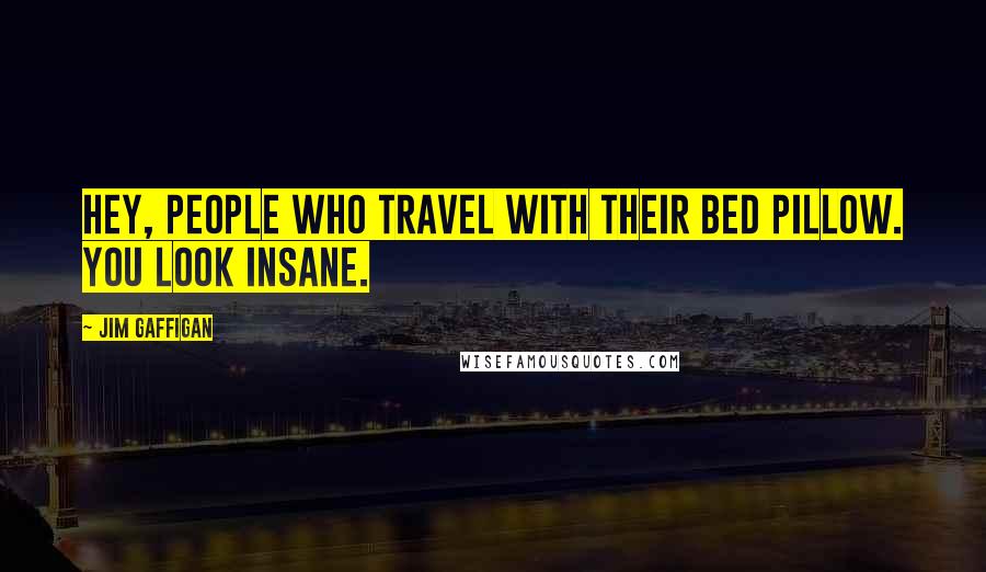 Jim Gaffigan Quotes: Hey, people who travel with their bed pillow. You look insane.