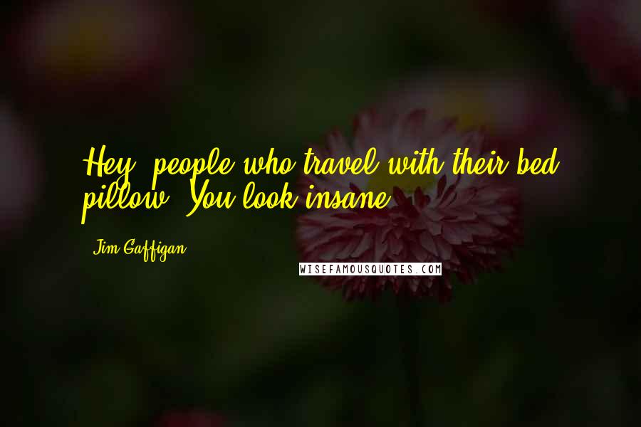 Jim Gaffigan Quotes: Hey, people who travel with their bed pillow. You look insane.