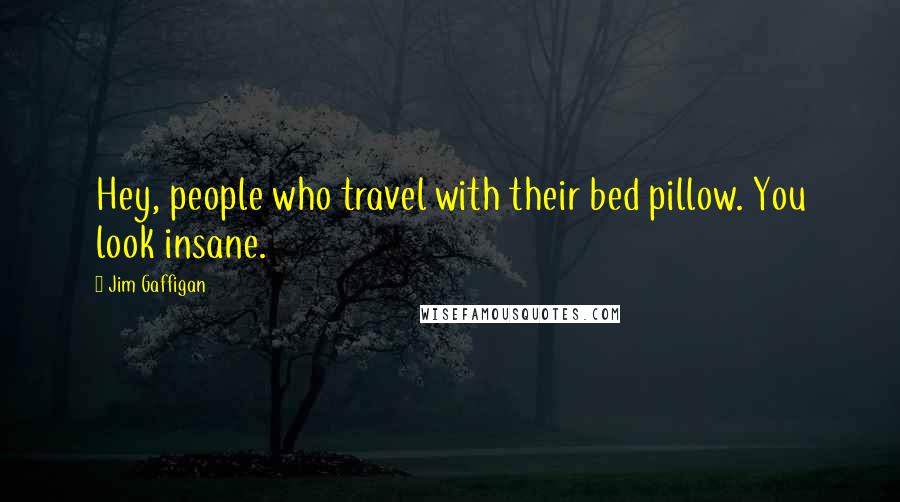 Jim Gaffigan Quotes: Hey, people who travel with their bed pillow. You look insane.