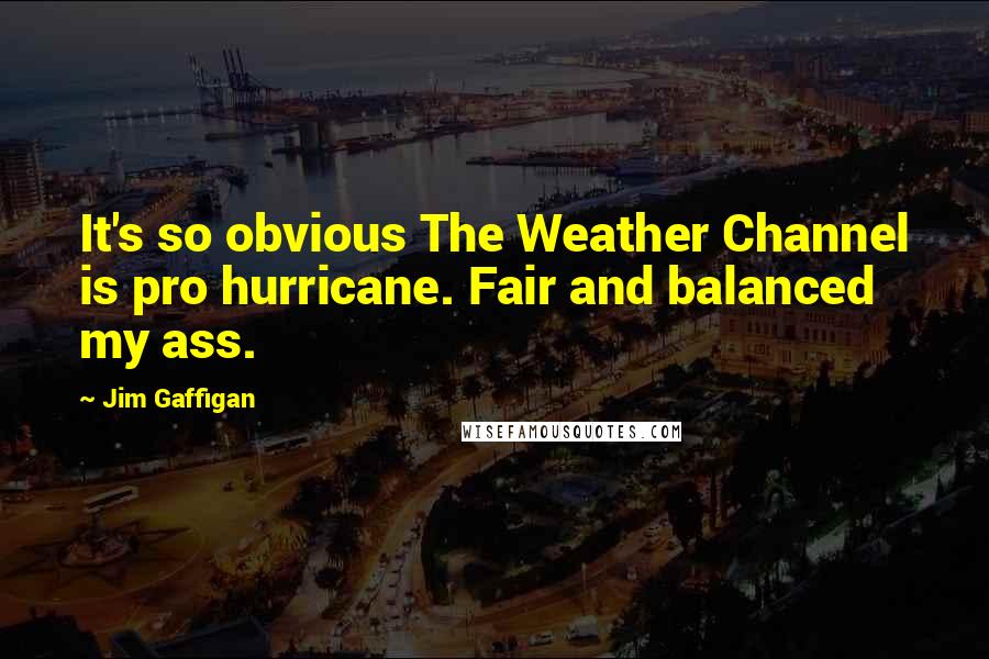 Jim Gaffigan Quotes: It's so obvious The Weather Channel is pro hurricane. Fair and balanced my ass.