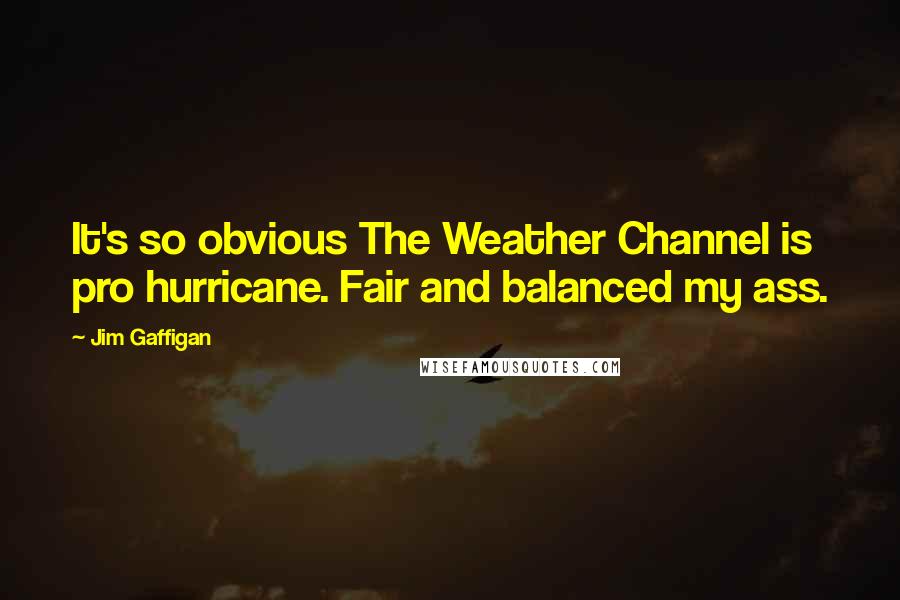 Jim Gaffigan Quotes: It's so obvious The Weather Channel is pro hurricane. Fair and balanced my ass.