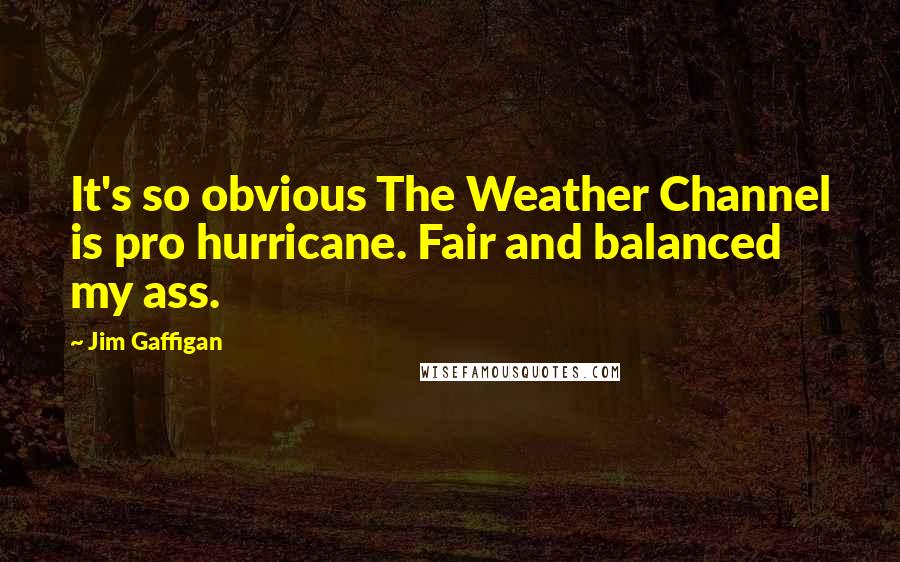 Jim Gaffigan Quotes: It's so obvious The Weather Channel is pro hurricane. Fair and balanced my ass.