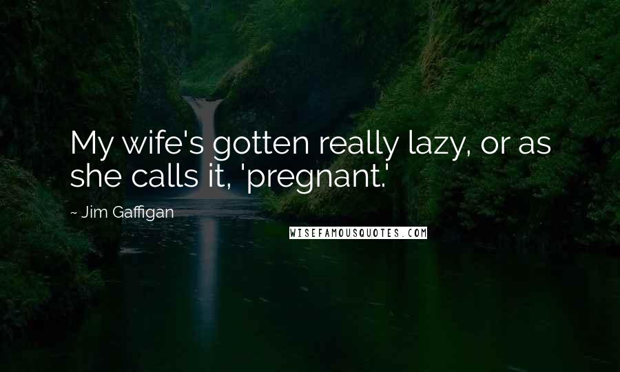 Jim Gaffigan Quotes: My wife's gotten really lazy, or as she calls it, 'pregnant.'
