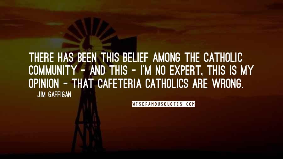 Jim Gaffigan Quotes: There has been this belief among the Catholic community - and this - I'm no expert, this is my opinion - that cafeteria Catholics are wrong.