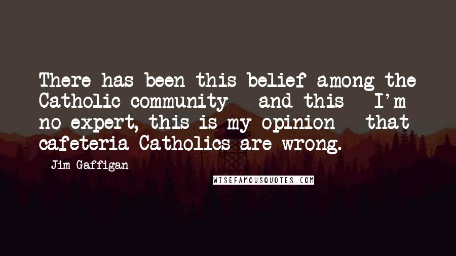 Jim Gaffigan Quotes: There has been this belief among the Catholic community - and this - I'm no expert, this is my opinion - that cafeteria Catholics are wrong.