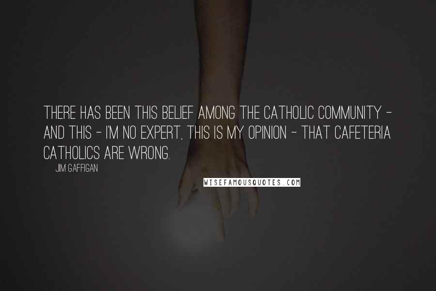 Jim Gaffigan Quotes: There has been this belief among the Catholic community - and this - I'm no expert, this is my opinion - that cafeteria Catholics are wrong.