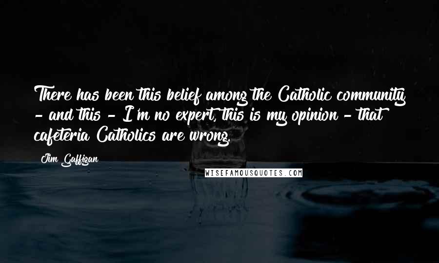 Jim Gaffigan Quotes: There has been this belief among the Catholic community - and this - I'm no expert, this is my opinion - that cafeteria Catholics are wrong.