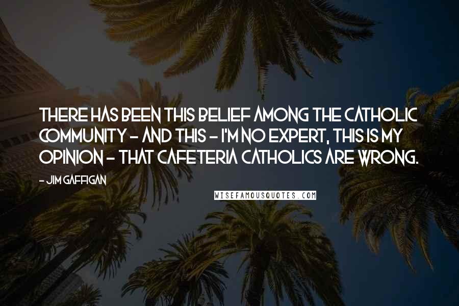 Jim Gaffigan Quotes: There has been this belief among the Catholic community - and this - I'm no expert, this is my opinion - that cafeteria Catholics are wrong.