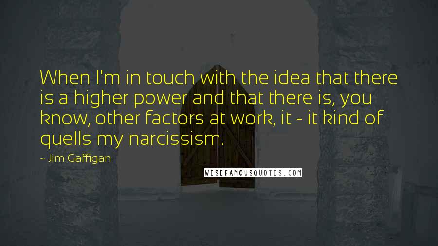 Jim Gaffigan Quotes: When I'm in touch with the idea that there is a higher power and that there is, you know, other factors at work, it - it kind of quells my narcissism.