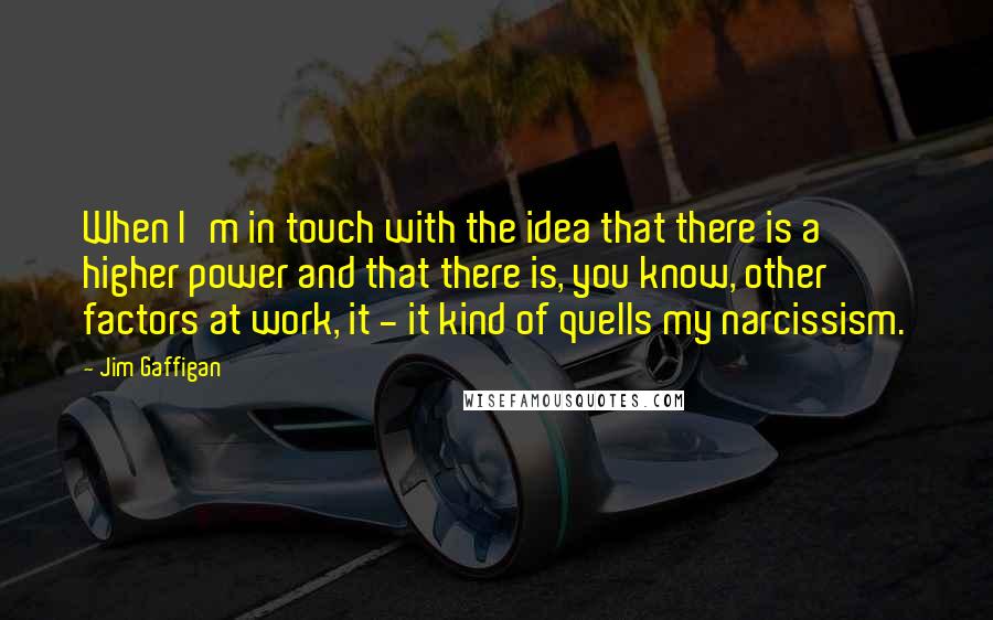Jim Gaffigan Quotes: When I'm in touch with the idea that there is a higher power and that there is, you know, other factors at work, it - it kind of quells my narcissism.
