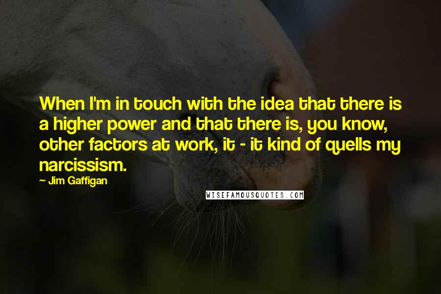 Jim Gaffigan Quotes: When I'm in touch with the idea that there is a higher power and that there is, you know, other factors at work, it - it kind of quells my narcissism.