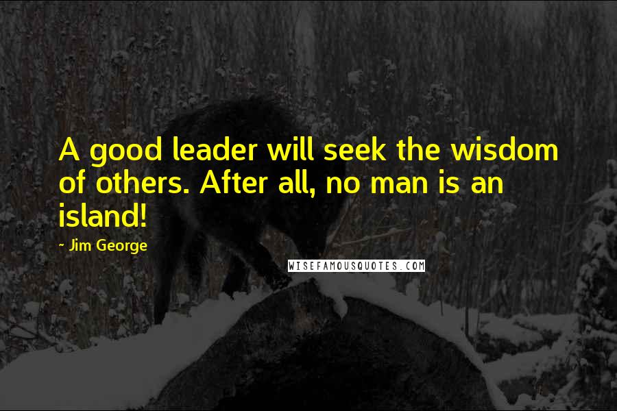 Jim George Quotes: A good leader will seek the wisdom of others. After all, no man is an island!