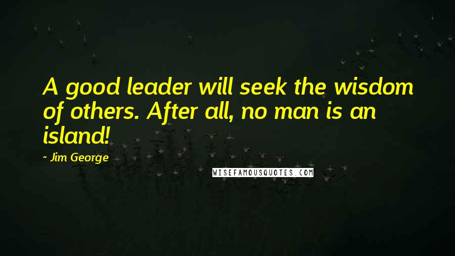 Jim George Quotes: A good leader will seek the wisdom of others. After all, no man is an island!