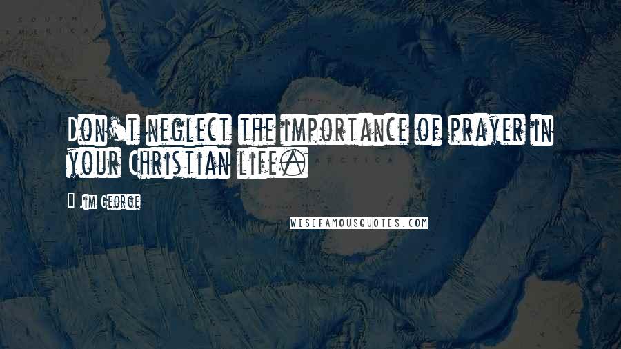 Jim George Quotes: Don't neglect the importance of prayer in your Christian life.
