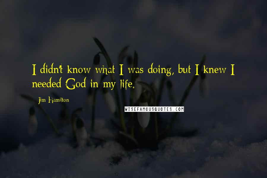 Jim Hamilton Quotes: I didn't know what I was doing, but I knew I needed God in my life.