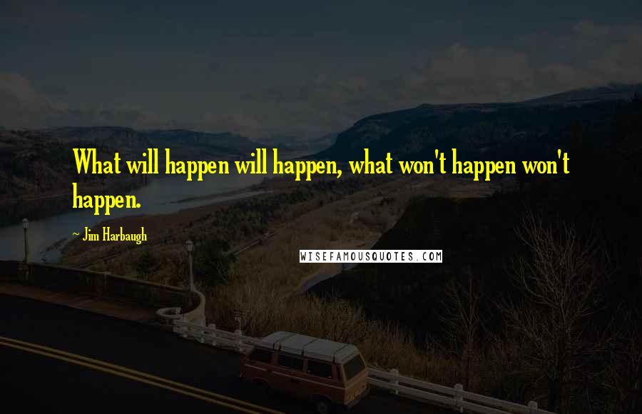 Jim Harbaugh Quotes: What will happen will happen, what won't happen won't happen.