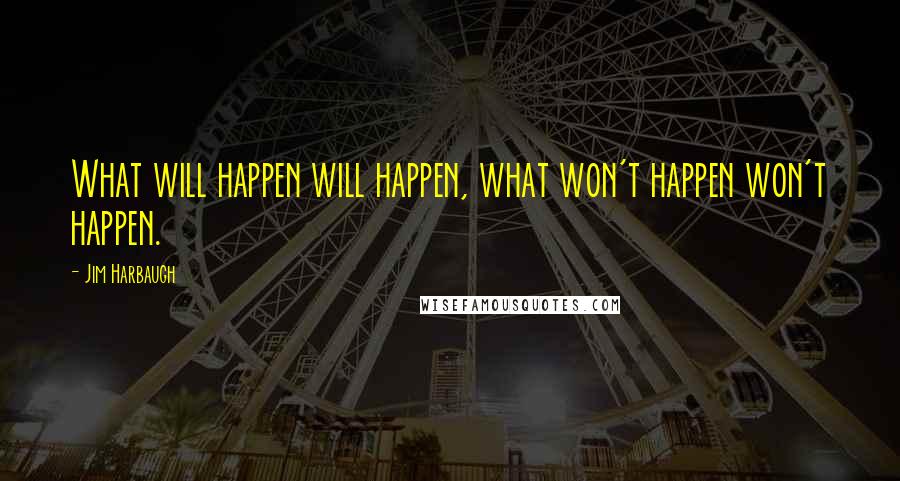 Jim Harbaugh Quotes: What will happen will happen, what won't happen won't happen.