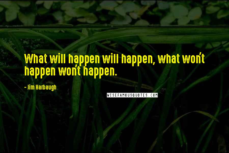 Jim Harbaugh Quotes: What will happen will happen, what won't happen won't happen.