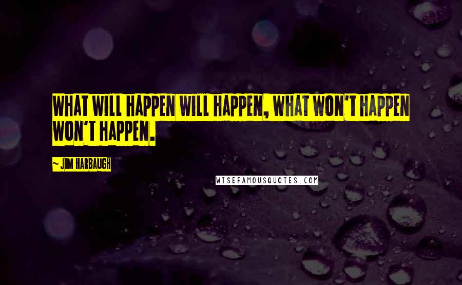Jim Harbaugh Quotes: What will happen will happen, what won't happen won't happen.