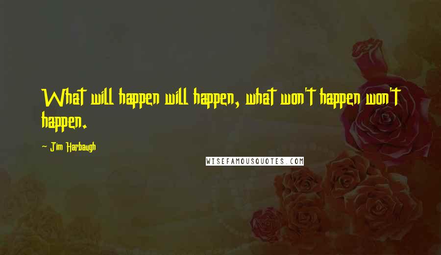 Jim Harbaugh Quotes: What will happen will happen, what won't happen won't happen.