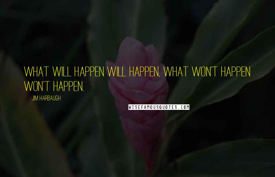 Jim Harbaugh Quotes: What will happen will happen, what won't happen won't happen.
