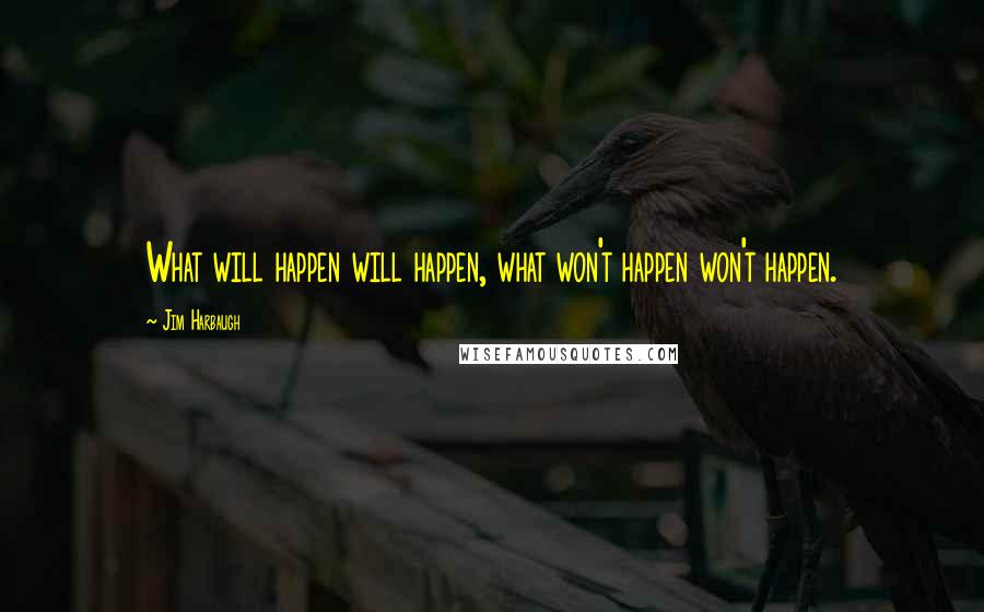 Jim Harbaugh Quotes: What will happen will happen, what won't happen won't happen.