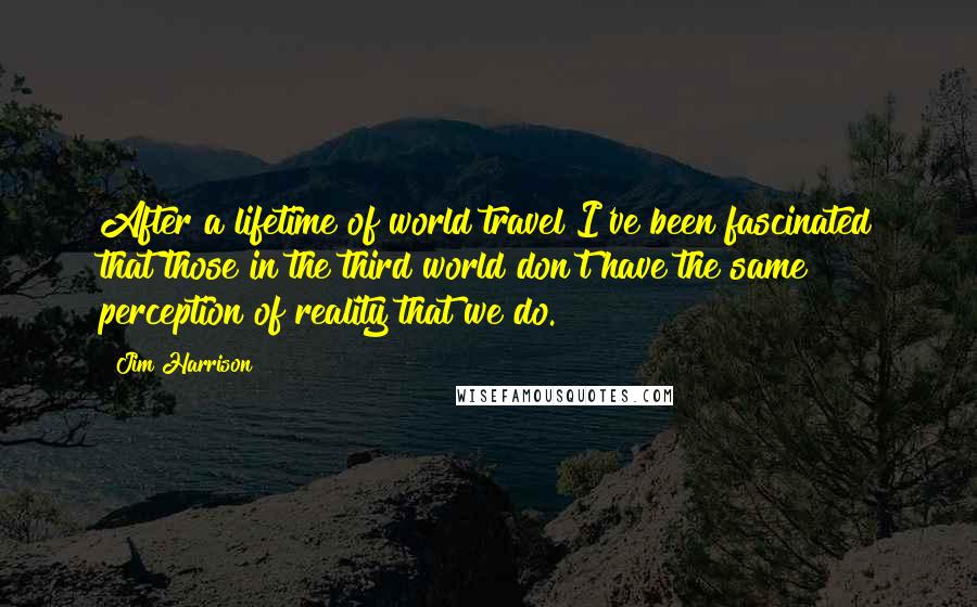 Jim Harrison Quotes: After a lifetime of world travel I've been fascinated that those in the third world don't have the same perception of reality that we do.