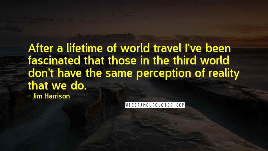 Jim Harrison Quotes: After a lifetime of world travel I've been fascinated that those in the third world don't have the same perception of reality that we do.