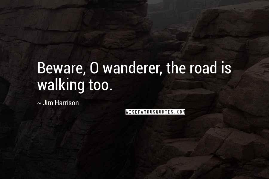 Jim Harrison Quotes: Beware, O wanderer, the road is walking too.