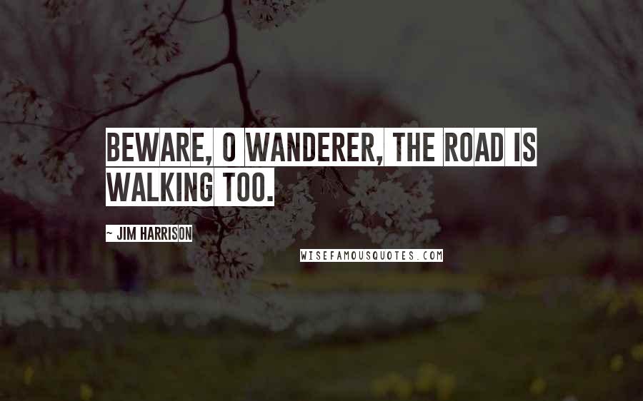 Jim Harrison Quotes: Beware, O wanderer, the road is walking too.