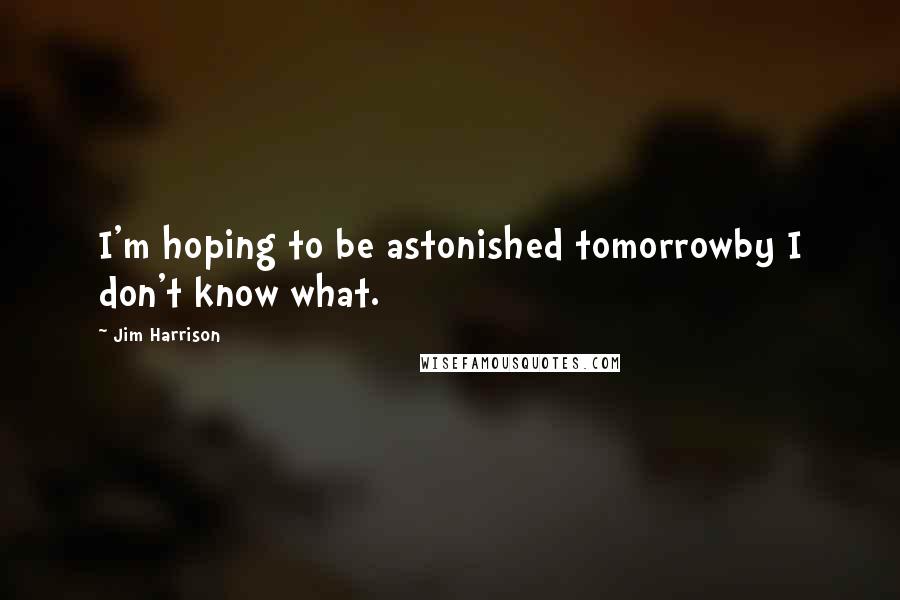 Jim Harrison Quotes: I'm hoping to be astonished tomorrowby I don't know what.