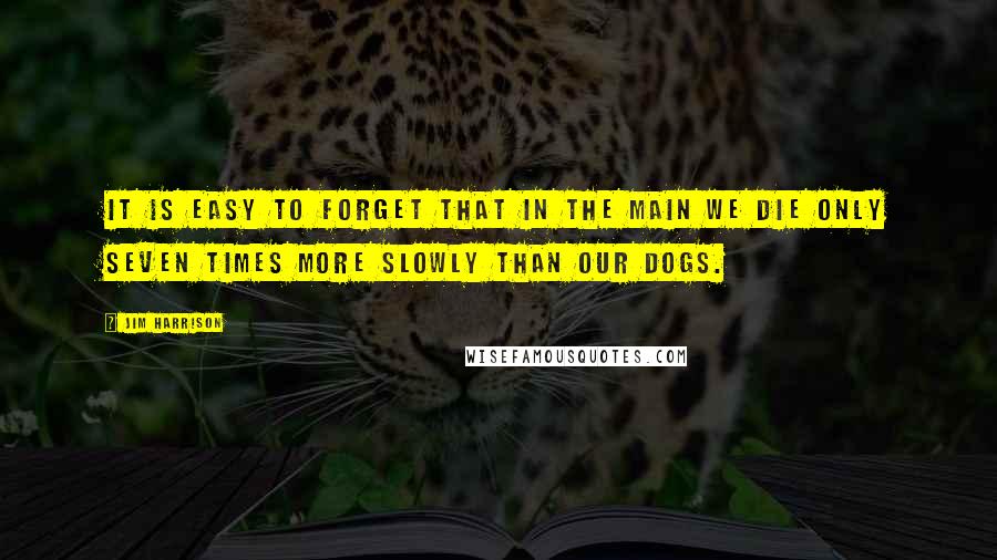 Jim Harrison Quotes: It is easy to forget that in the main we die only seven times more slowly than our dogs.