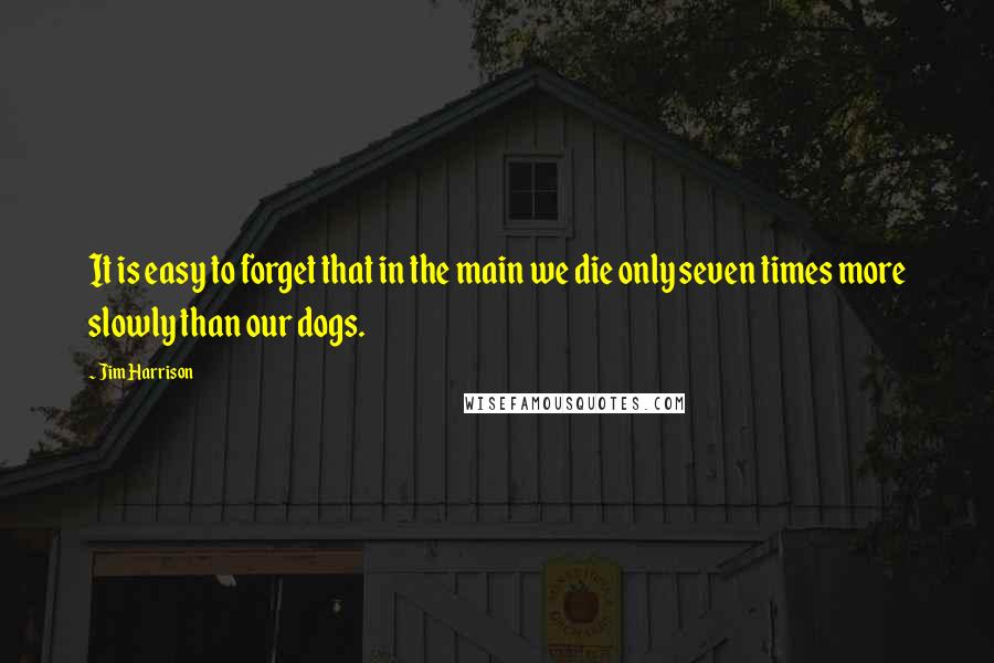 Jim Harrison Quotes: It is easy to forget that in the main we die only seven times more slowly than our dogs.