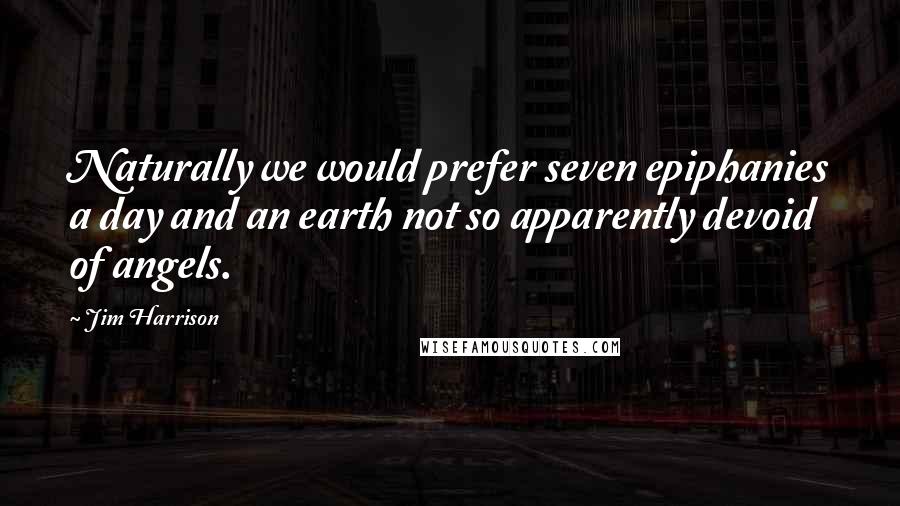 Jim Harrison Quotes: Naturally we would prefer seven epiphanies a day and an earth not so apparently devoid of angels.