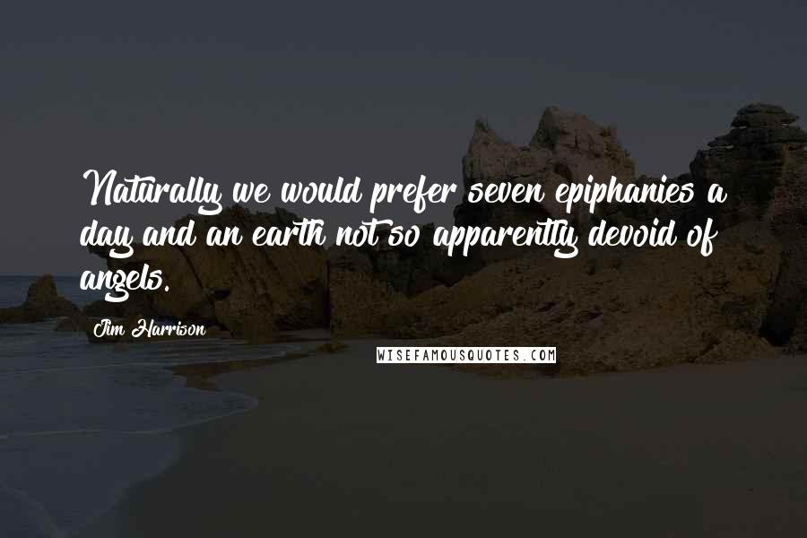 Jim Harrison Quotes: Naturally we would prefer seven epiphanies a day and an earth not so apparently devoid of angels.