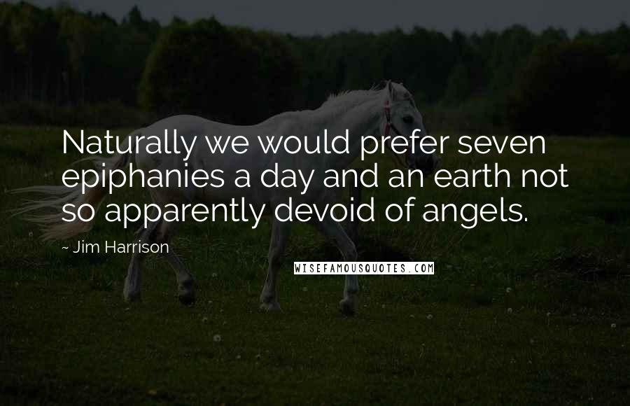 Jim Harrison Quotes: Naturally we would prefer seven epiphanies a day and an earth not so apparently devoid of angels.