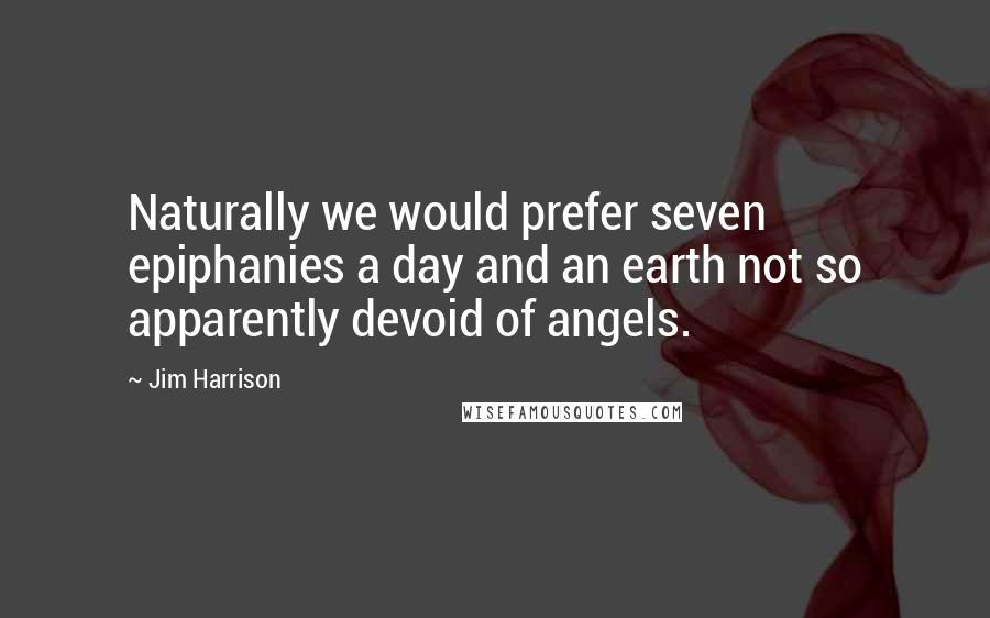 Jim Harrison Quotes: Naturally we would prefer seven epiphanies a day and an earth not so apparently devoid of angels.