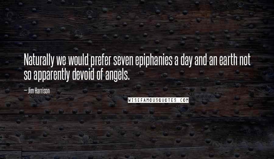 Jim Harrison Quotes: Naturally we would prefer seven epiphanies a day and an earth not so apparently devoid of angels.