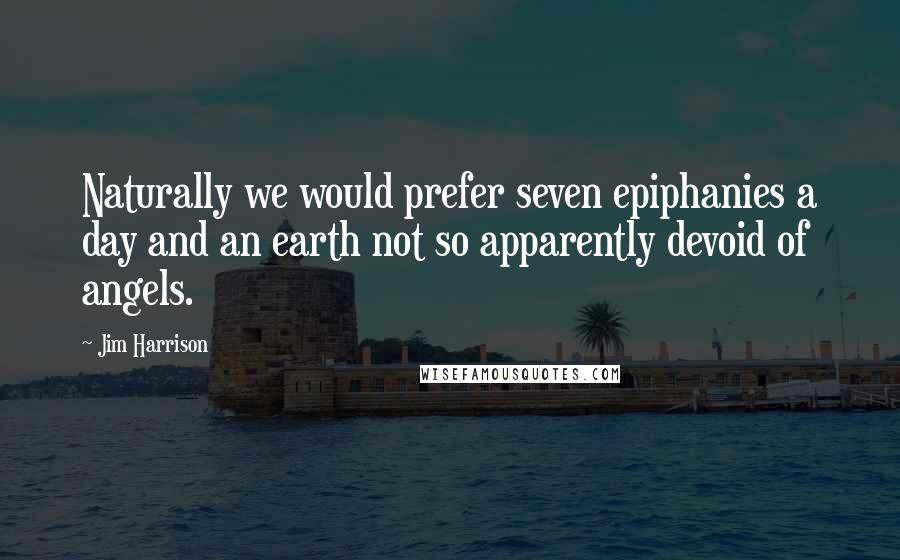 Jim Harrison Quotes: Naturally we would prefer seven epiphanies a day and an earth not so apparently devoid of angels.