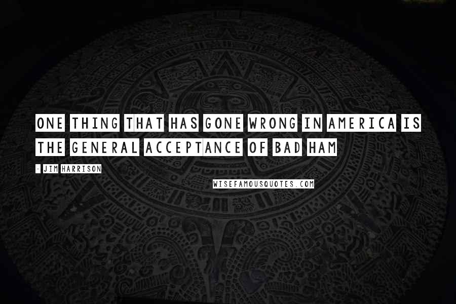 Jim Harrison Quotes: One thing that has gone wrong in America is the general acceptance of bad ham